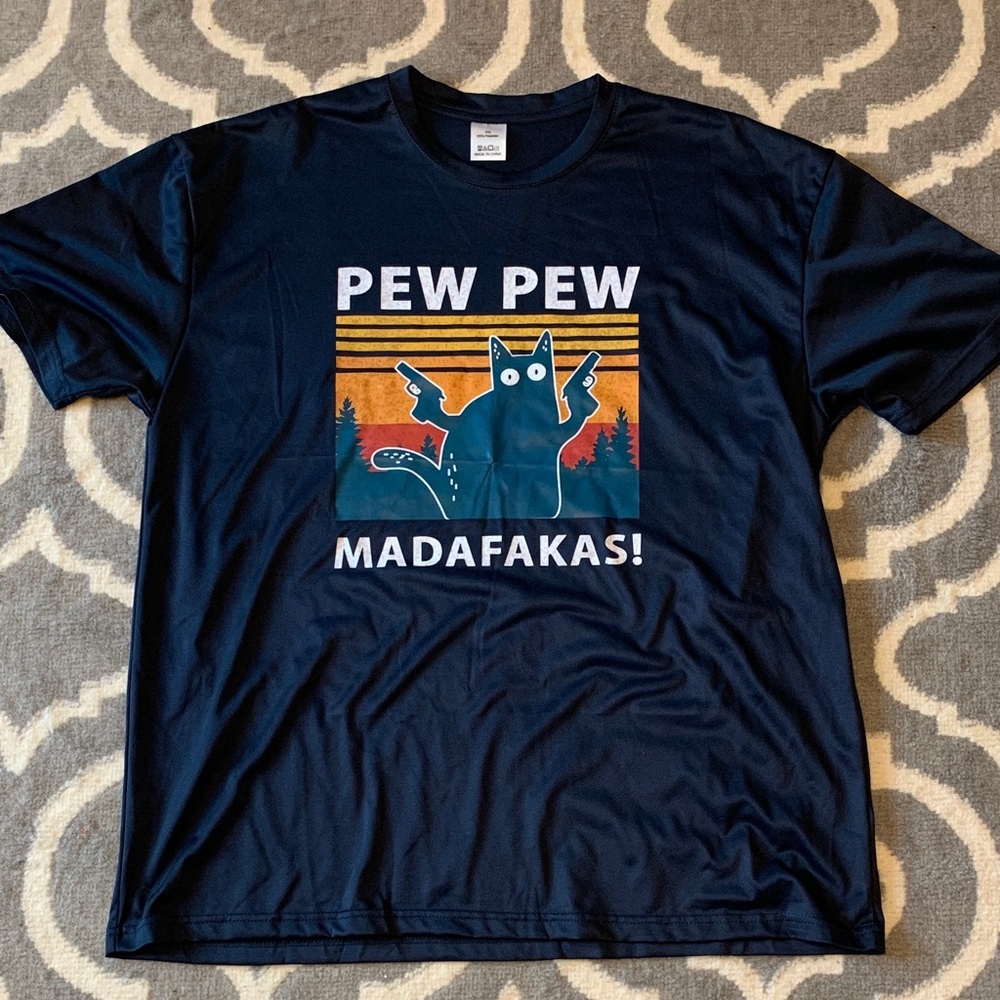 Navy Graphic Tee with Cat Design